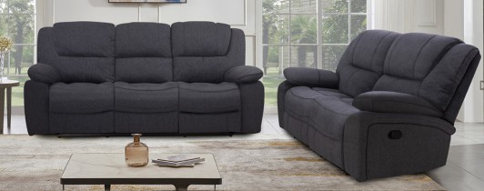 London Charcoal Reclining Sofa & Loveseat